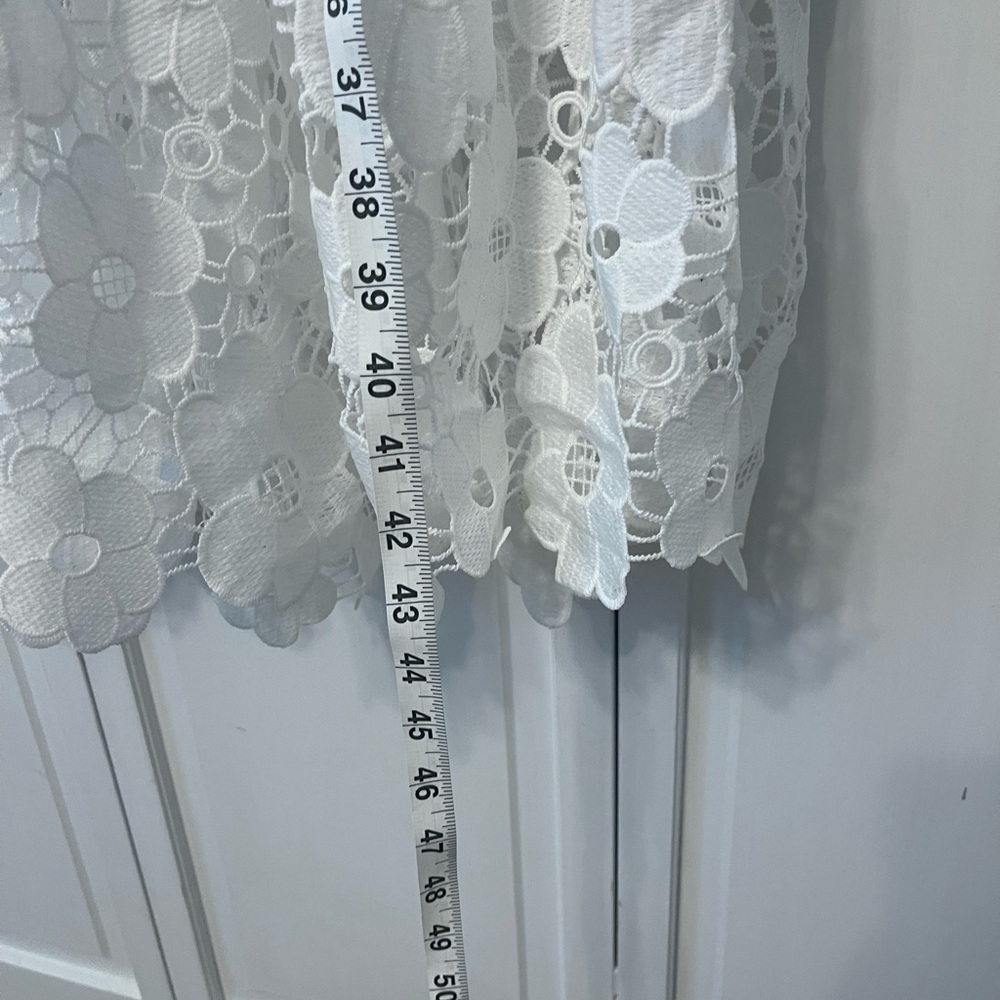 Just Me NWOT White & Nude Floral Lace Tiered Sleeveless Midi Dress - Picture 10 of 12